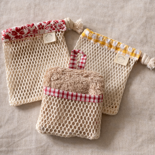 Filet à savon en coton – Porte-savon suspendu zéro déchet