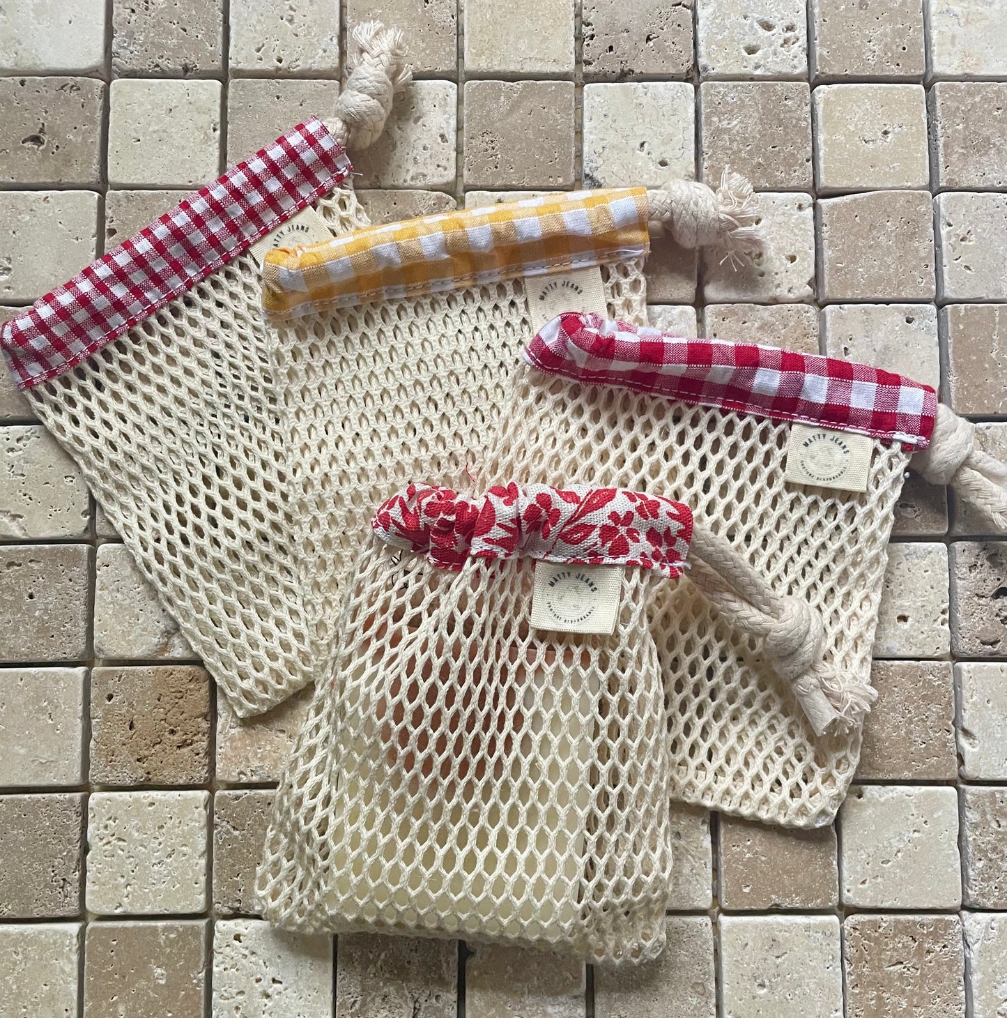 Filet à savon en coton – Porte-savon suspendu zéro déchet