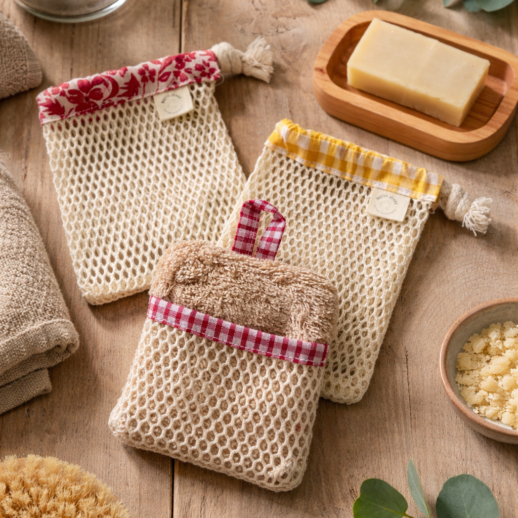 Filet à savon en coton – Porte-savon suspendu zéro déchet