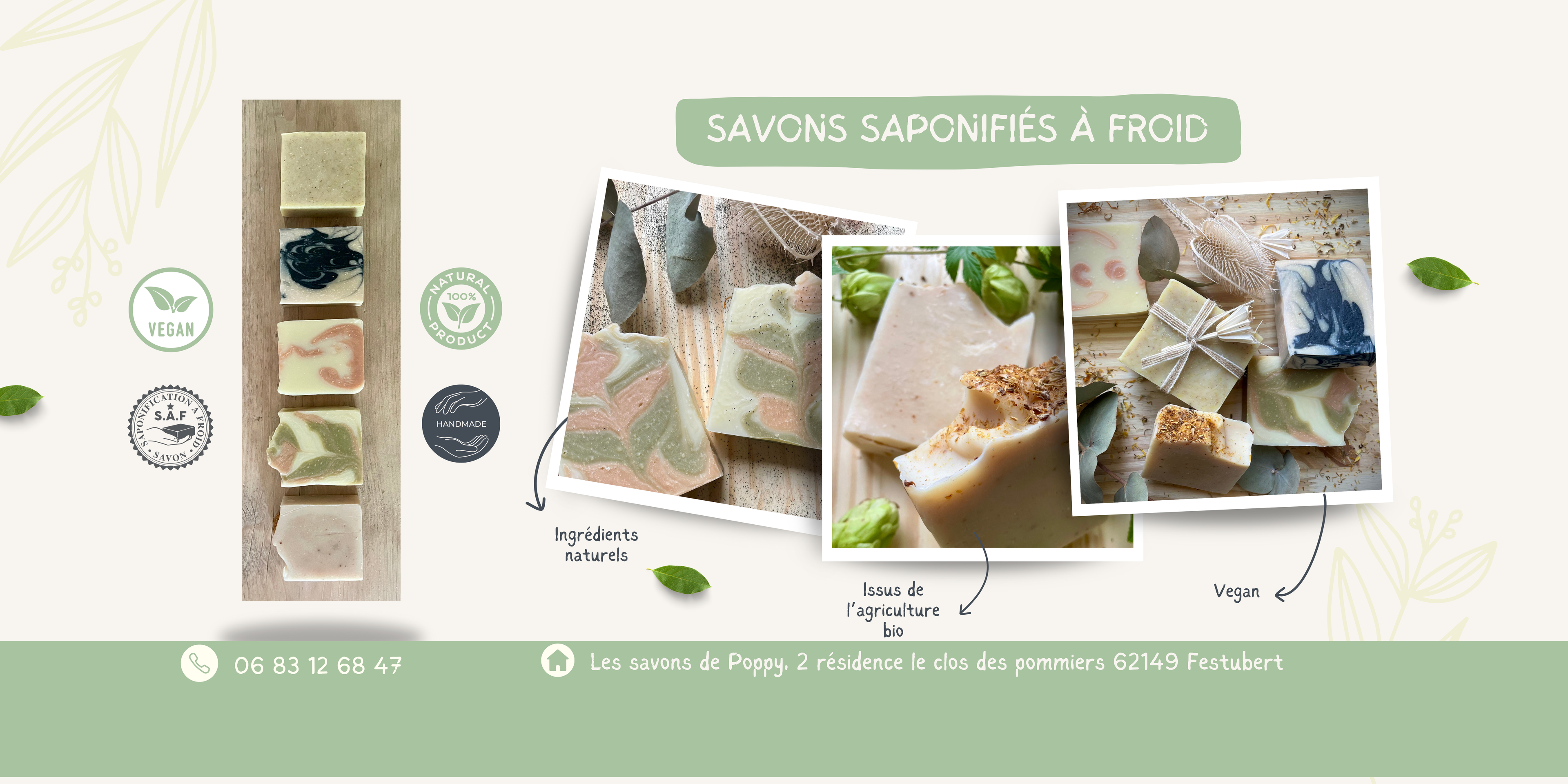 savons naturels issus de l'agriculture biologique et vegans 